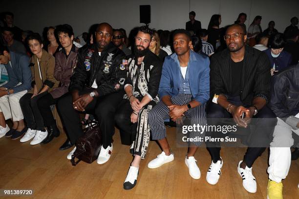 Teddy Riner, Mikky Ekko,Brice Butler and Serge Ibaka attend the Cerruti 1881 Menswear Spring/Summer 2019 show as part of Paris Fashion Week on June...