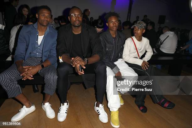 Brice Butler,Serge Ibaka,Kailand and Mandela Morris attend the Cerruti 1881 Menswear Spring/Summer 2019 show as part of Paris Fashion Week on June...