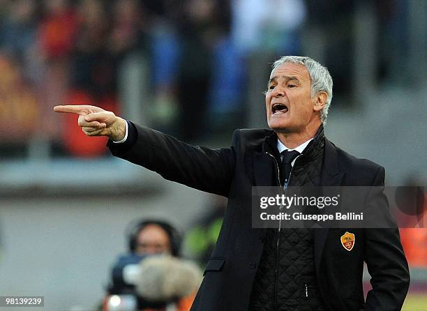 Claudio Ranieri the head coach of Roma during the Serie A match between AS Roma and FC Internazionale Milano at Stadio Olimpico on March 27, 2010 in...