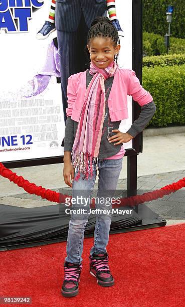Actress Willow Smith arrives at the Los Angeles premiere of "Imagine That" at the Paramount Theater on the Paramount Studios lot on June 6, 2009 in...