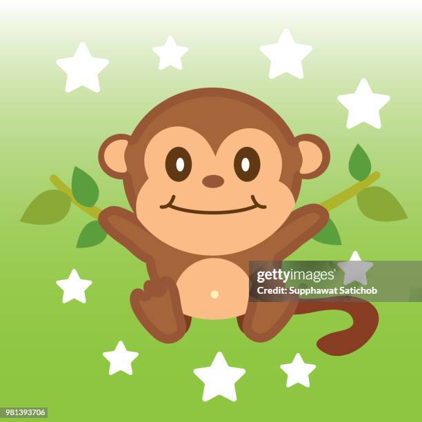 stockillustraties, clipart, cartoons en iconen met aap dierlijk beeldverhaal illustratie - ape eating banana