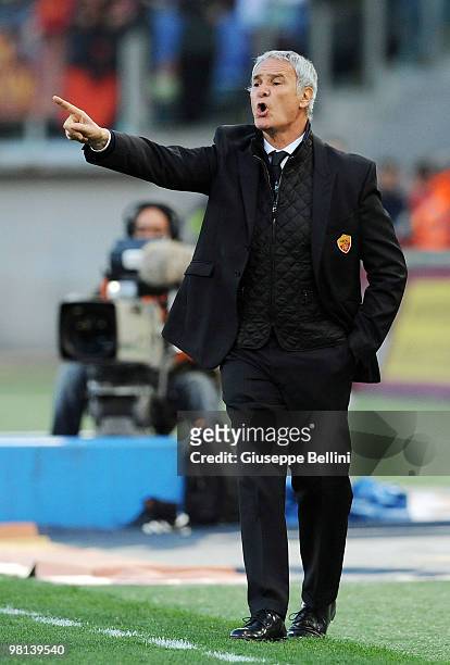 Claudio Ranieri the head coach of Roma during the Serie A match between AS Roma and FC Internazionale Milano at Stadio Olimpico on March 27, 2010 in...
