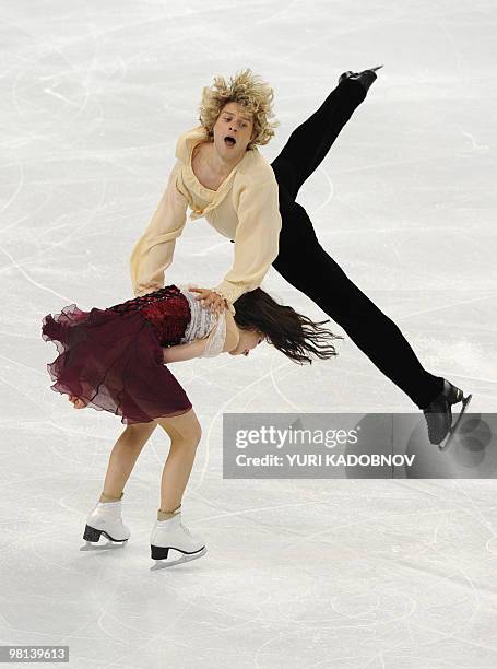 Meryl Davis and Charlie White perform their free dance during the Ice Dance competition at the World Figure Skating Championships on March 26, 2010...