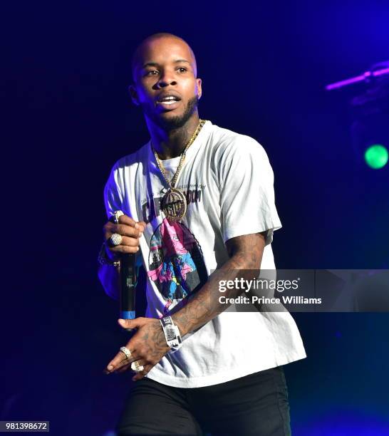 Tory Lanez performs at Birthday Bash 2018 at Cellairis Amphitheatre at Lakewood on June 16, 2018 in Atlanta, Georgia.