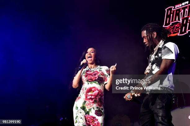 Cardi B and Offset perform at Birthday Bash 2018 at Cellairis Amphitheatre at Lakewood on June 16, 2018 in Atlanta, Georgia.