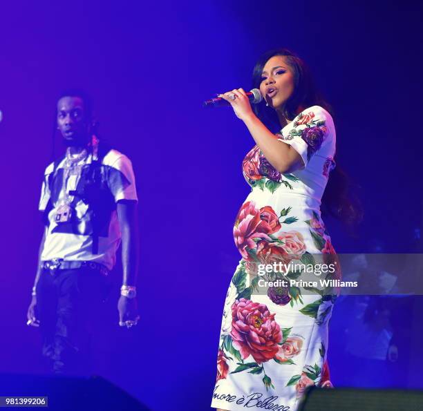 Offset and Cardi B perform at Birthday Bash 2018 at Cellairis Amphitheatre at Lakewood on June 16, 2018 in Atlanta, Georgia.