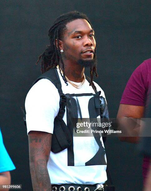 Offset of The Group Migos attends Birthday Bash 2018 at Cellairis Amphitheatre at Lakewood on June 16, 2018 in Atlanta, Georgia.