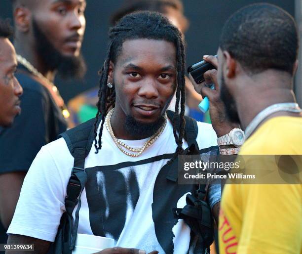 Offset of The Group Migos attends Birthday Bash 2018 at Cellairis Amphitheatre at Lakewood on June 16, 2018 in Atlanta, Georgia.