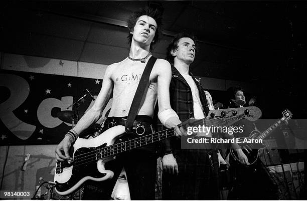 The Sex Pistols performing live onstage at Randy's Rodeo Nightclub, San Antonio, during final tour on January 08 1978 L-R Sid Vicious, Johnny Rotten...