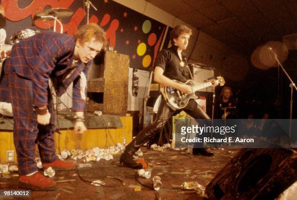 The Sex Pistols performing live onstage at Randy's Rodeo Nightclub, San Antonio, during final tour on January 08 1978 L-R Johnny Rotten Steve Jones