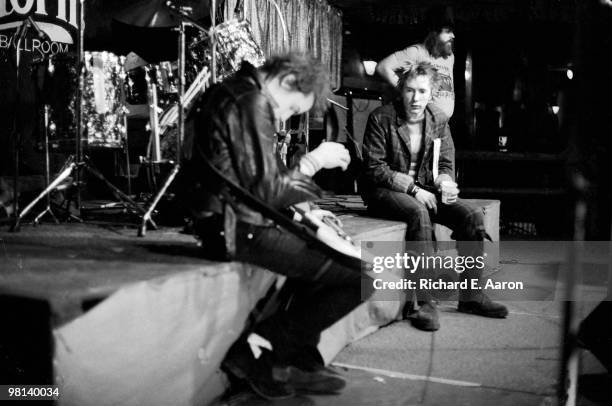 The Sex Pistols posed onstage at The Longhorn Ballroom, Dallas, during their final tour on January 10 1978 L-R Sid Vicious, Steve Jones