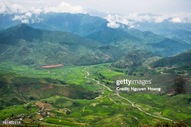 arieal view of landscape, mu cang chai district, northeast region, vietnam - arieal stock pictures, royalty-free photos & images