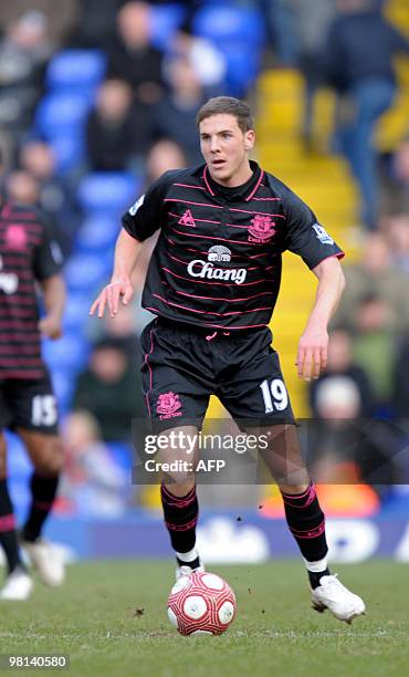 Everton's English midfielder Dan Gosling in action during the English Premier League football match between Birmingham City and Everton at St....