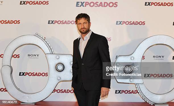 Actor Gerard Butler attends 'Exposados' photocall, at the Villamagna Hotel on March 30, 2010 in Madrid, Spain.