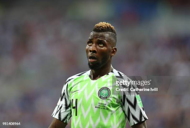 Kelechi Iheanacho of Nigeria during the 2018 FIFA World Cup Russia group D match between Nigeria and Iceland at Volgograd Arena on June 22, 2018 in...