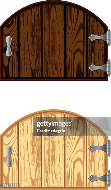 wooden gate - hinge stock illustrations