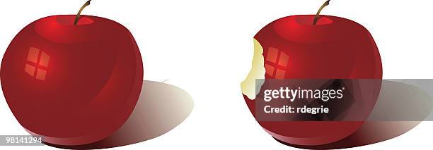 red apple - bite mark stock illustrations