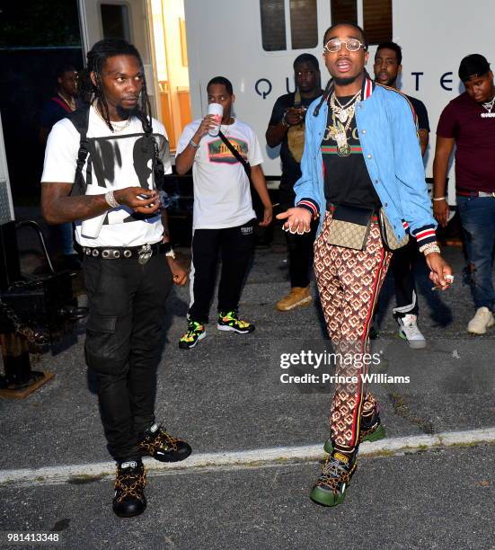 Offset and Quavo of the Group Migos attend Birthday Bash 2018 at Cellairis Amphitheatre at Lakewood on June 16, 2018 in Atlanta, Georgia.