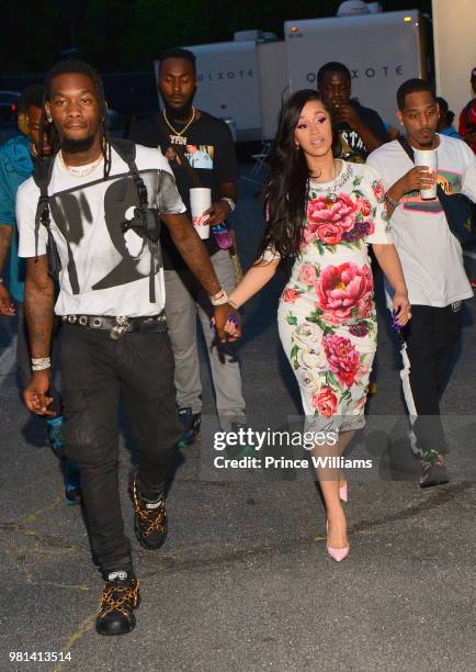 Offset and Cardi B attend Birthday Bash 2018 at Cellairis Amphitheatre at Lakewood on June 16, 2018 in Atlanta, Georgia.