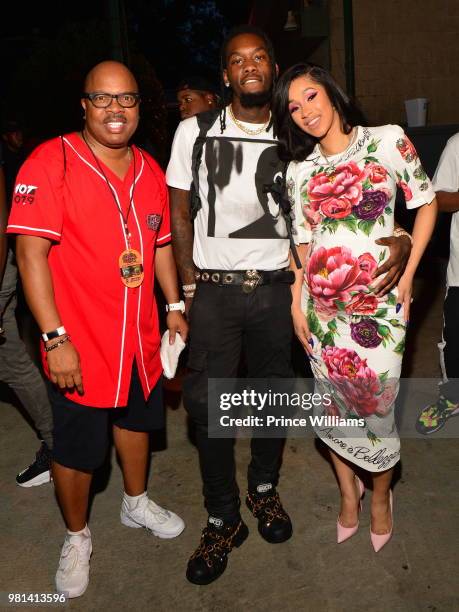 Hurricane Dave, Offset and Cardi B attend Birthday Bash 2018 at Cellairis Amphitheatre at Lakewood on June 16, 2018 in Atlanta, Georgia.