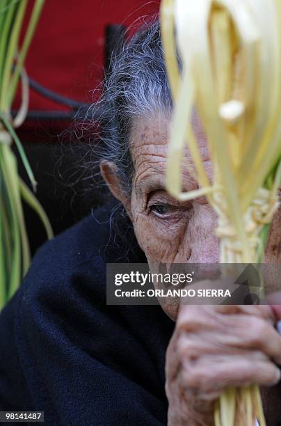 Christian elderly worshipper takes part in the traditional Palm Sunday procession on March 28 in Tegucigalpa, Honduras. Palm Sunday marks the sixth...
