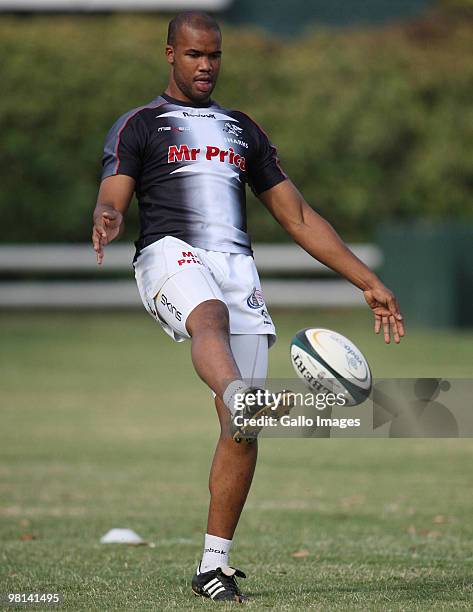 Pietersen during the Sharks training session at Absa Stadium on March 30, 2010 in Durban, South Africa.