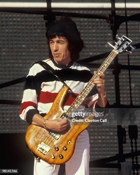 Bill Wyman performing with the Rolling Stones at Candlestick Park in San Francisco on October 18, 1981