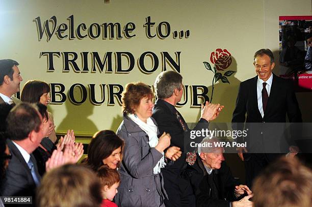 Former Prime Minister Tony Blair addresses Labour Party members at the Trimdon Labour Club on March 30, 2010 in Sedgefield, County Durham, England....