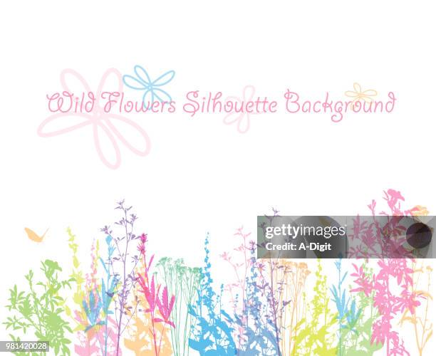 wildflower spring pastels - wildflower outline stock illustrations