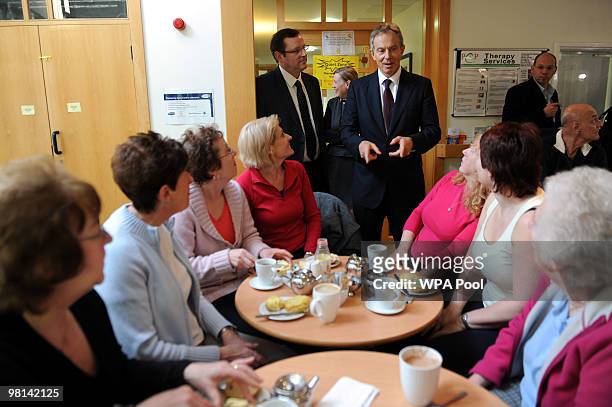 Former Prime Minister Tony Blair meets people at the Pioneering Partnership centre in Newton Aycliffe on March 30, 2010 in County Durham, England. Mr...