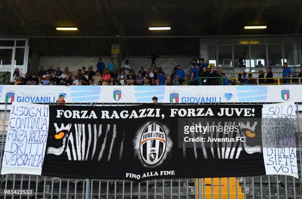 Fans of Juventus before the U16 Serie A and B Final match between FC Internazionale and Juventus FC at Stadio Bruno Benelli on June 22, 2018 in...