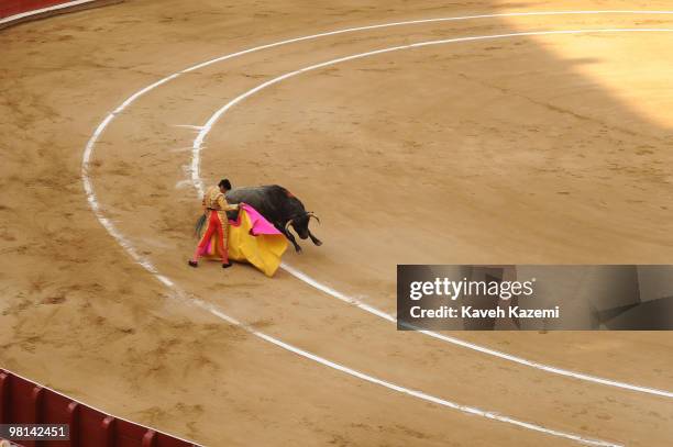 Plaza de Toros de Canaveralejo bullfighting ring during Cali Fair. Bullfighting also known as tauromachy is a traditional spectacle of Colombia, in...