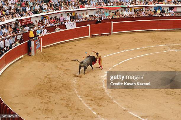 Plaza de Toros de Canaveralejo bullfighting ring during Cali Fair. Bullfighting also known as tauromachy is a traditional spectacle of Colombia, in...