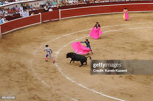 Plaza de Toros de Canaveralejo bullfighting ring during Cali Fair. Bullfighting also known as tauromachy is a traditional spectacle of Colombia, in...