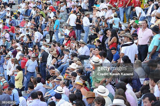 Plaza de Toros de Cañnveralejo bullfighting ring during Cali Fair. Bullfighting also known as tauromachy is a traditional spectacle of Colombia, in...