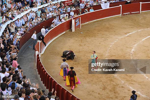 Plaza de Toros de Canaveralejo bullfighting ring during Cali Fair. Bullfighting also known as tauromachy is a traditional spectacle of Colombia, in...