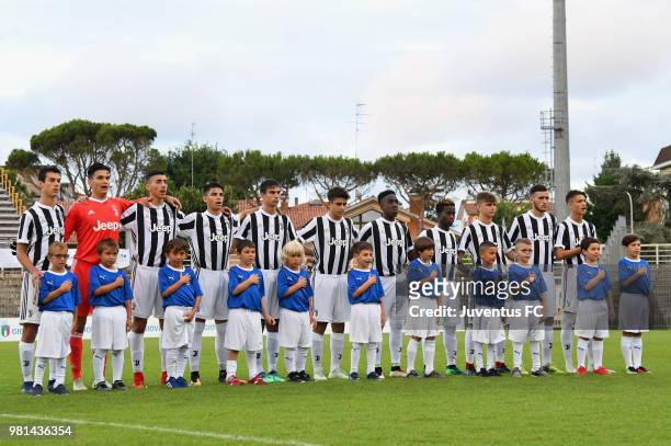 Team of Juventus line up before the U16 Serie A and B Final match between FC Internazionale and Juventus FC at Stadio Bruno Benelli on June 22, 2018...