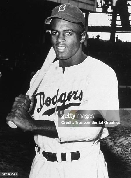 Jackie Robinson poses for a batting portrait during the 1948 season in Brroklyn.