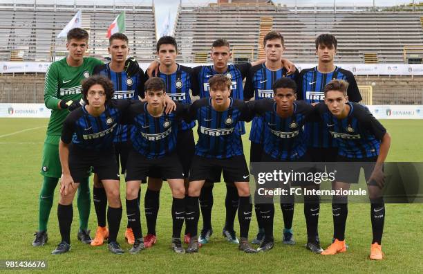 Team of FC Internazionale prior the U16 Serie A and B Final match between FC Internazionale and Juventus FC at Stadio Bruno Benelli on June 22, 2018...