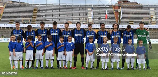 Team of FC Internazionale prior the U16 Serie A and B Final match between FC Internazionale and Juventus FC at Stadio Bruno Benelli on June 22, 2018...