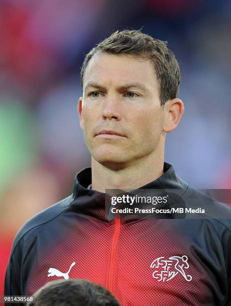 Stephan Lichtsteiner of Switzerland during the 2018 FIFA World Cup Russia group E match between Serbia and Switzerland at Kaliningrad Stadium on June...