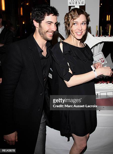 Tahar Rahim and Marie-Josee Croze attend the Romy Schneider and Patrick Dewaere Awards after party at Le Boeuf Sur Le Toit on March 29, 2010 in...