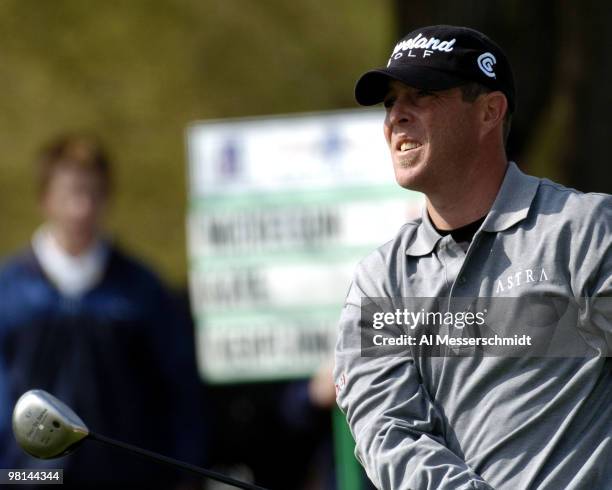 Jonathan Kaye tees off during third round competition January 31, 2004 at the 2004 FBR Open at the Tournament Players Club at Scottsdale, Arizona....