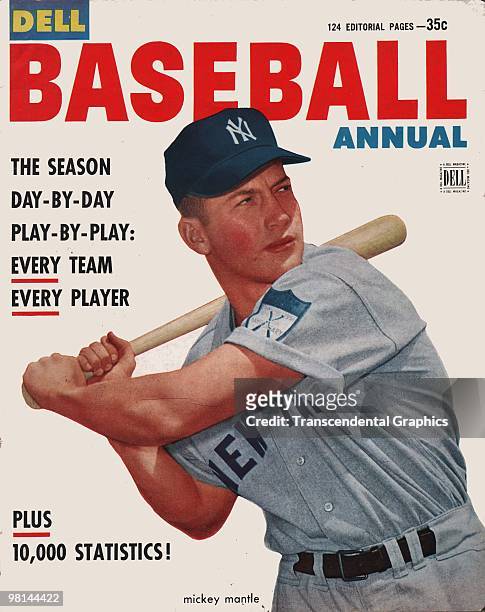 Mickey Mantle is the cover boy for Baseball Annual magazine issued for 1953.