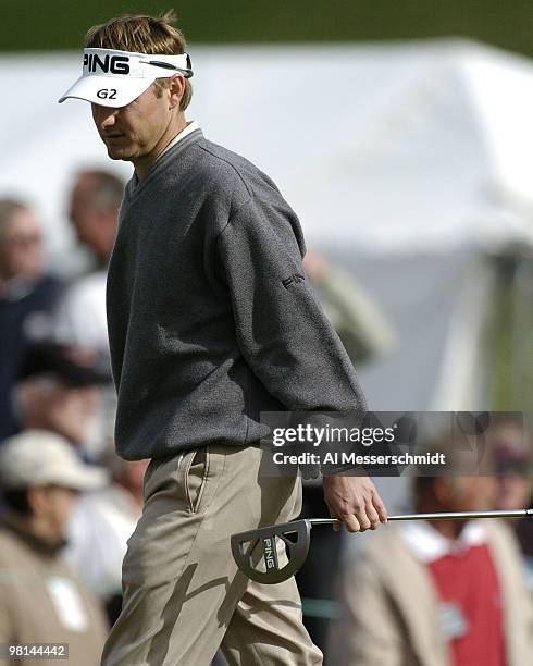 Heath Slocum sets to putt during third round competition January 31, 2004 at the 2004 FBR Open at the Tournament Players Club at Scottsdale, Arizona.