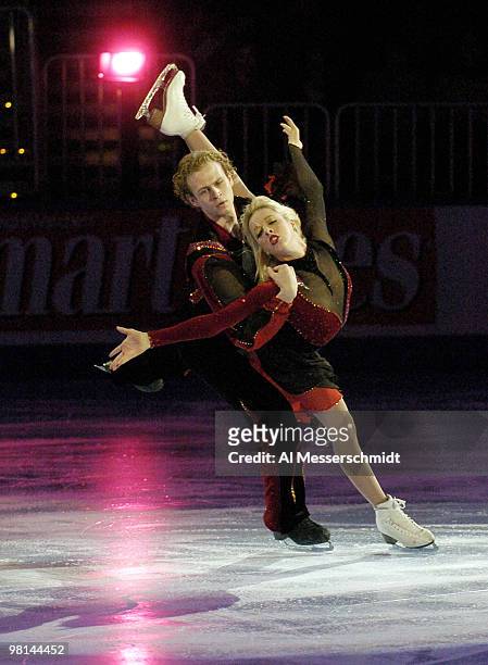 Morgan Mathews and Maxim Zavozin dance on ice Sunday, January 11, 2004 at the 2004 Chevy Skating Spectacular following the 2004 State Farm U. S....
