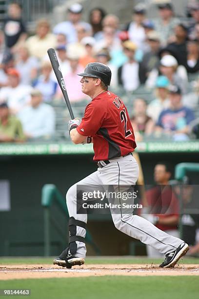 Geoff Blum of the Houston Astros bats against the Florida Marlins on March 28, 2010 in Jupiter, Florida.