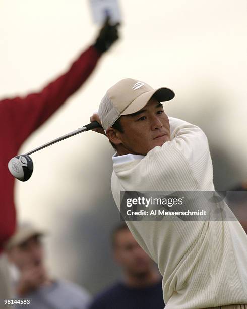 Shigeki Maruyama tees off during third round competition January 31, 2004 at the 2004 FBR Open at the Tournament Players Club at Scottsdale, Arizona.