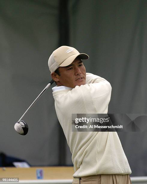 Shigeki Maruyama tees off during third round competition January 31, 2004 at the 2004 FBR Open at the Tournament Players Club at Scottsdale, Arizona.