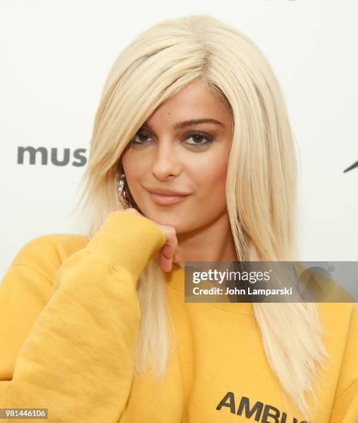 Singer Bebe Rexha visits Music Choice at Music Choice on June 22, 2018 in New York City.